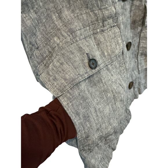 Lands End Womens Chambray Linen Jacket Plus Size 3X Long Chore Coat Transitional - Picture 7 of 10